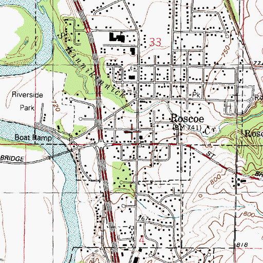 Topographic Map of Harlem - Roscoe Fire Protection District Station 1, IL