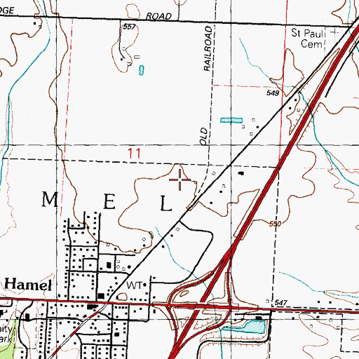 Topographic Map of Hamel Community Fire Protection District, IL