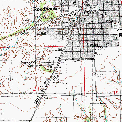 Topographic Map of Roodhouse Fire Department, IL
