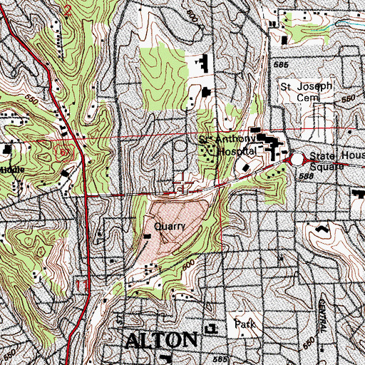 Topographic Map of Alton Fire Department, IL