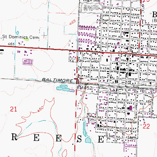 Topographic Map of Breese Volunteer Fire Protection District, IL