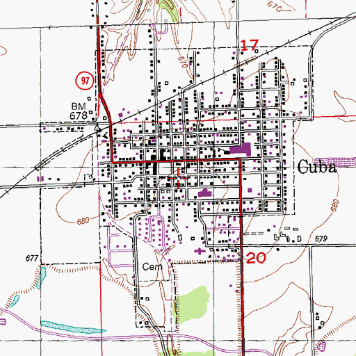 Topographic Map of Cuba Fire Protection District, IL