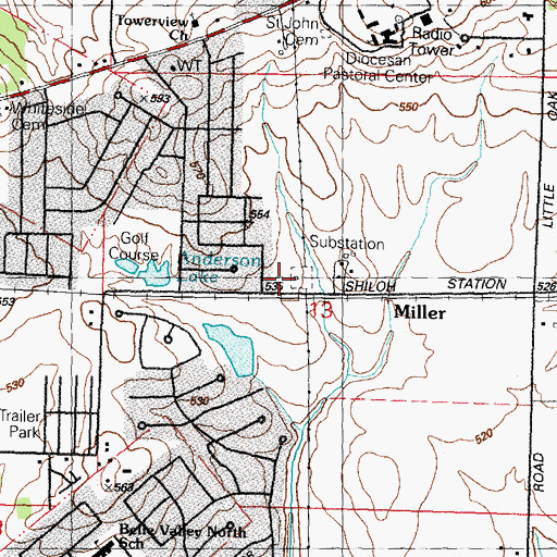 Topographic Map of East Side Fire Protection District Station 2, IL