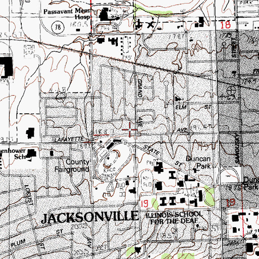 Topographic Map of Jacksonville Fire Department Station 2, IL