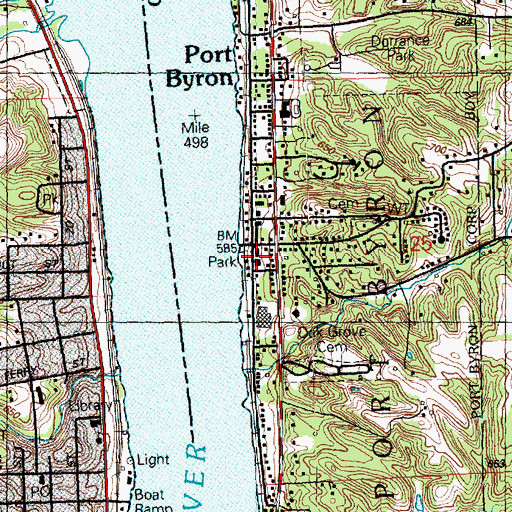 Topographic Map of Port Byron Volunteer Fire Department, IL