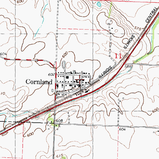 Topographic Map of Cornland Volunteer Fire Department Station 3, IL