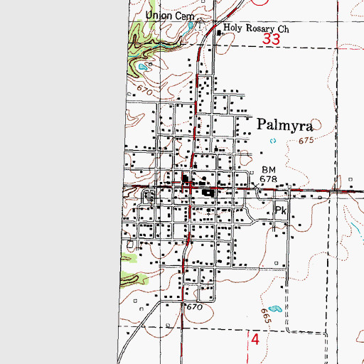 Topographic Map of Palmyra Volunteer Fire Department, IL