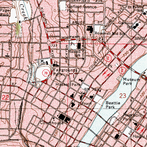 Topographic Map of Rockford Fire Department - Station 1, IL