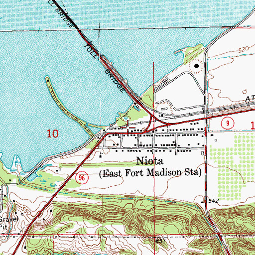 Topographic Map of Niota Fire Department, IL