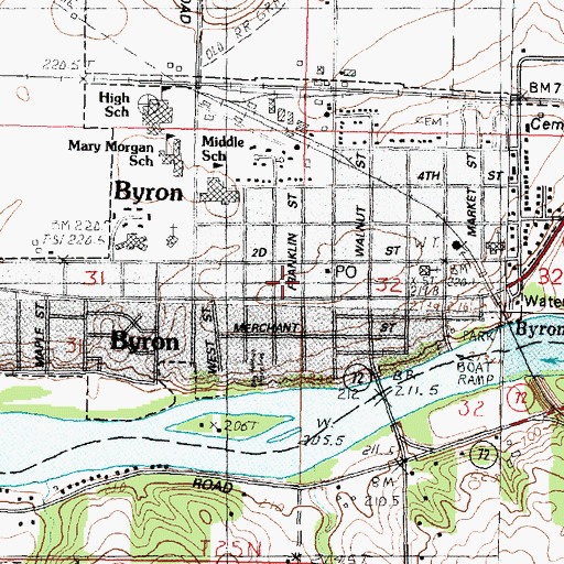 Topographic Map of Byron Fire Department, IL