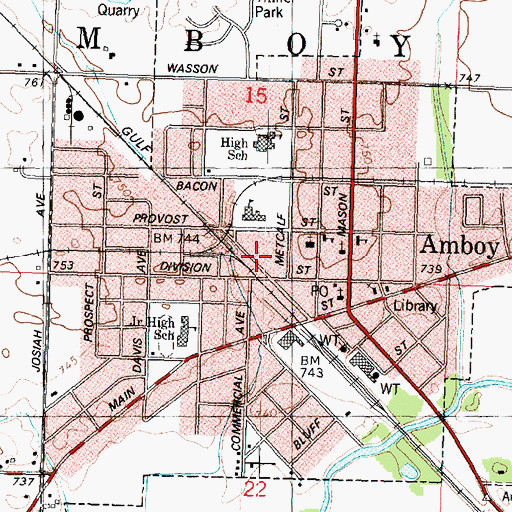 Topographic Map of Amboy Fire Protection District, IL