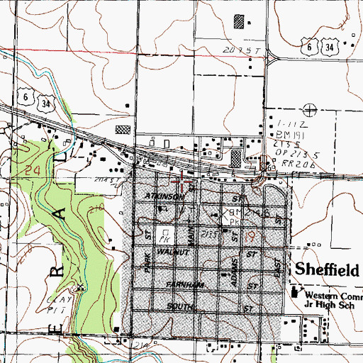 Topographic Map of Sheffield Fire Protection District, IL