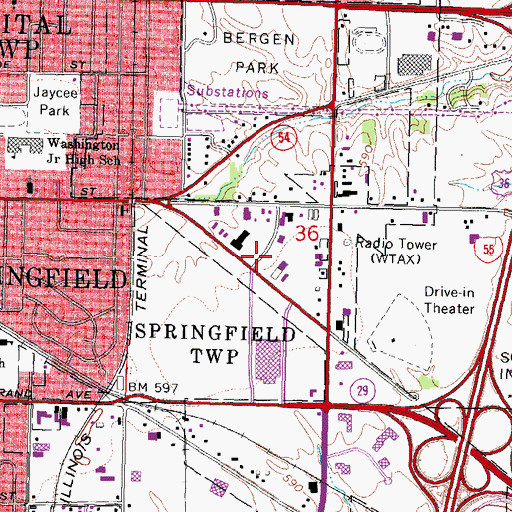 Topographic Map of Springfield Fire Training Division, IL