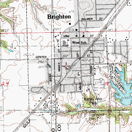 Topographic Map of Brighton Betsy Ann Fire Protection District, IL