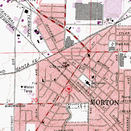 Topographic Map of Morton Fire Department Station 2, IL