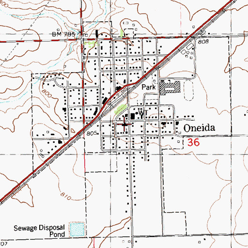 Topographic Map of Oneida - Wataga Fire Protection District, IL
