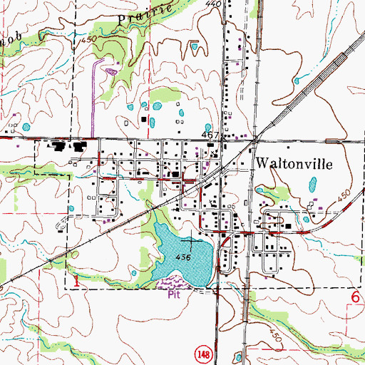 Topographic Map of Waltonville Fire Protection District, IL