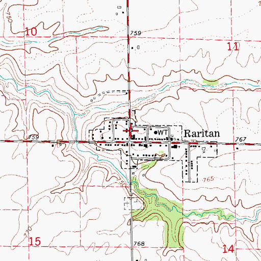 Topographic Map of Raritan Fire Protection District, IL