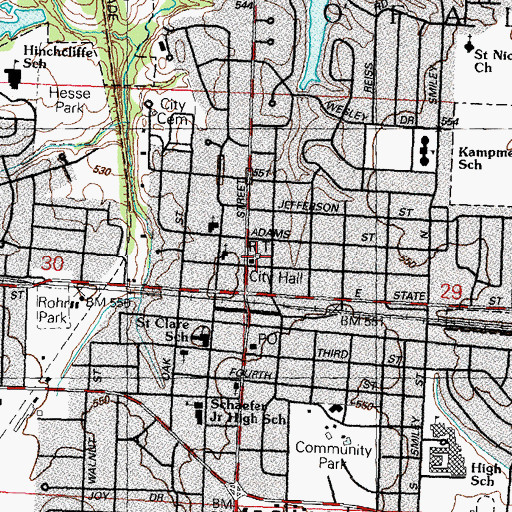 Topographic Map of O'Fallon Fire and Rescue - Engine House 1, IL
