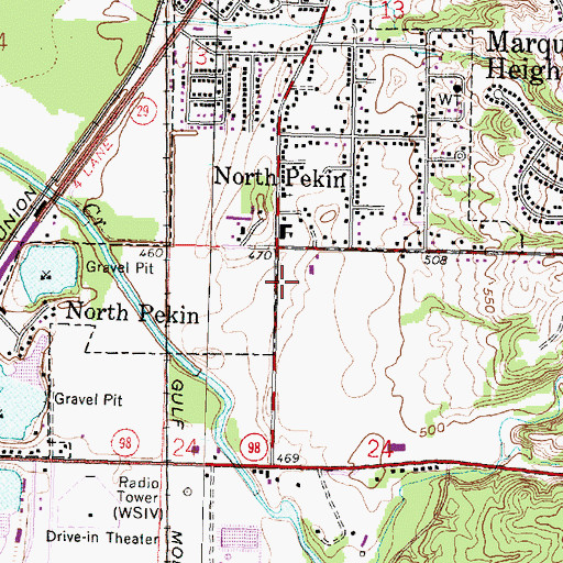 Topographic Map of North Pekin Volunteer Fire Department, IL