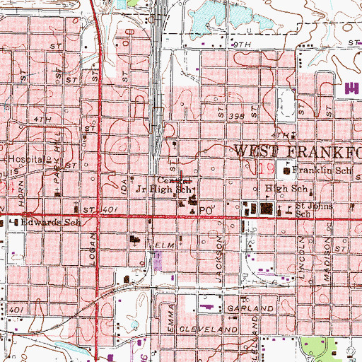 Topographic Map of West Frankfort Fire Department, IL