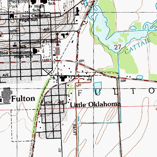 Topographic Map of Fulton Fire Protection District, IL