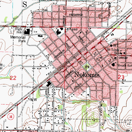 Topographic Map of Nokomis Fire Protection District, IL