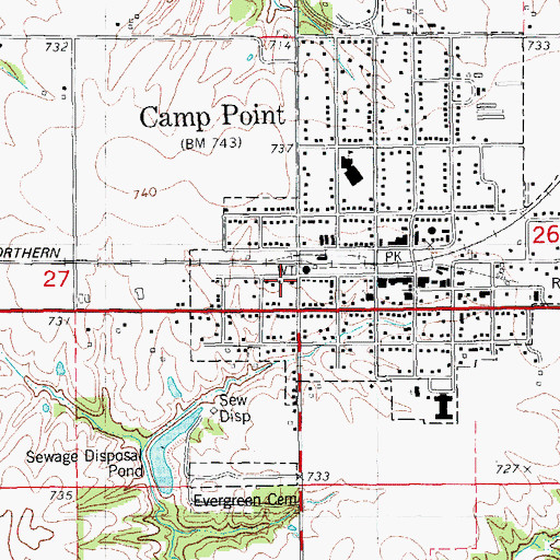 Topographic Map of Camp Point Fire Protection District, IL