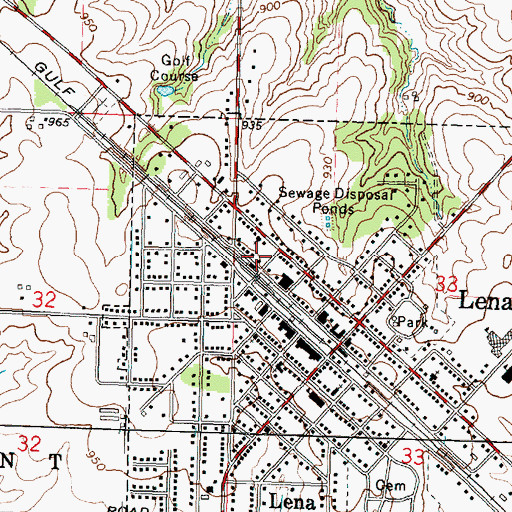 Topographic Map of Lena Fire Protection District, IL