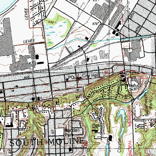 Topographic Map of East Moline Fire Station 21, IL