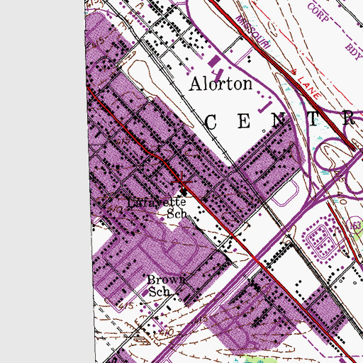 Topographic Map of Alorton Volunteer Fire Department, IL