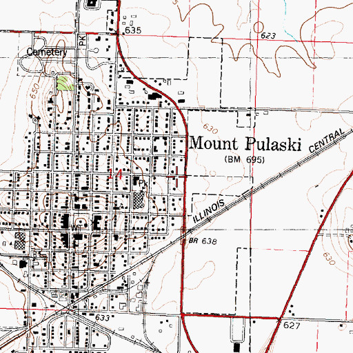 Topographic Map of Mount Pulaski Fire Protection District, IL