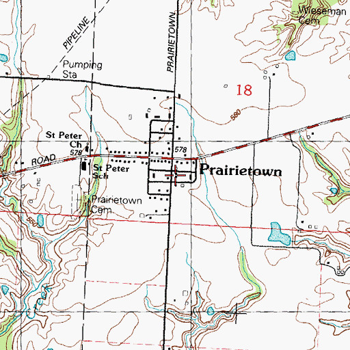 Topographic Map of Prairie Fire Department, IL