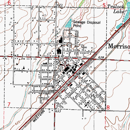 Topographic Map of Morrisonville Palmer Fire Protection District, IL
