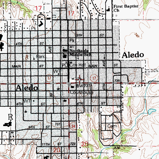 Topographic Map of Aledo Fire Department, IL