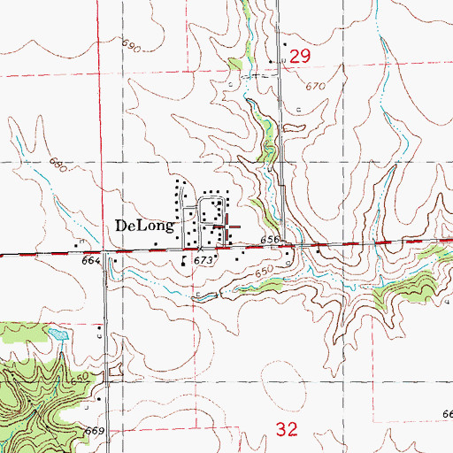 Topographic Map of De Long Fire Department, IL