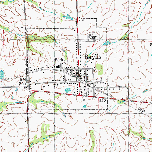 Topographic Map of Baylis Fire Protection District, IL