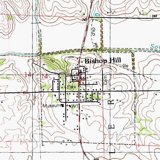 Topographic Map of Bishop Hill Community Fire Protection District, IL