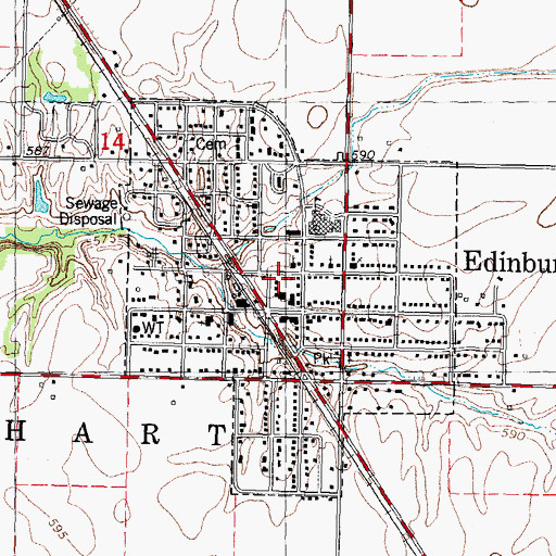 Topographic Map of Edinburg Fire Protection District, IL