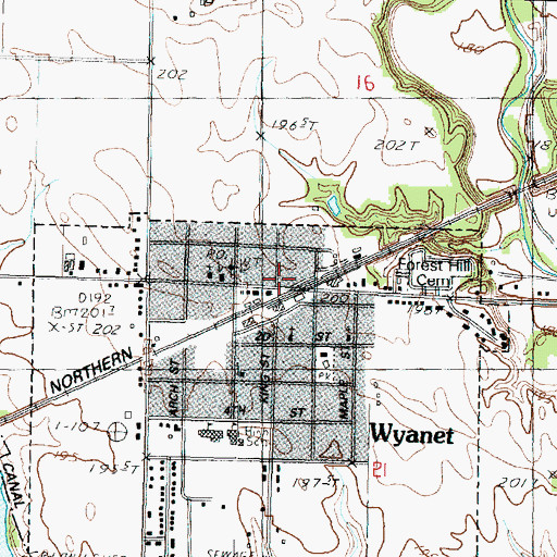 Topographic Map of Wyanet Fire Protection District, IL