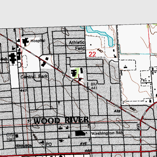 Topographic Map of Wood River Fire Department, IL