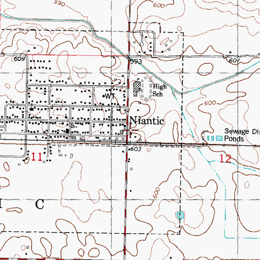 Topographic Map of Niantic Fire Protection District, IL