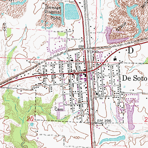 Topographic Map of Desoto Township Fire Protection District, IL
