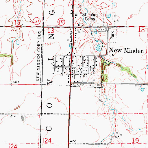 Topographic Map of Hoyleton Community Fire Protection District New Minden Station, IL