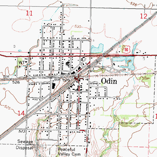 Topographic Map of Odin Fire Protection District, IL