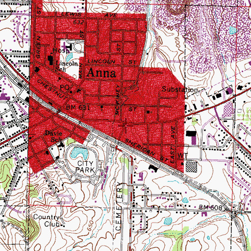 Topographic Map of Anna Fire and Rescue Department, IL