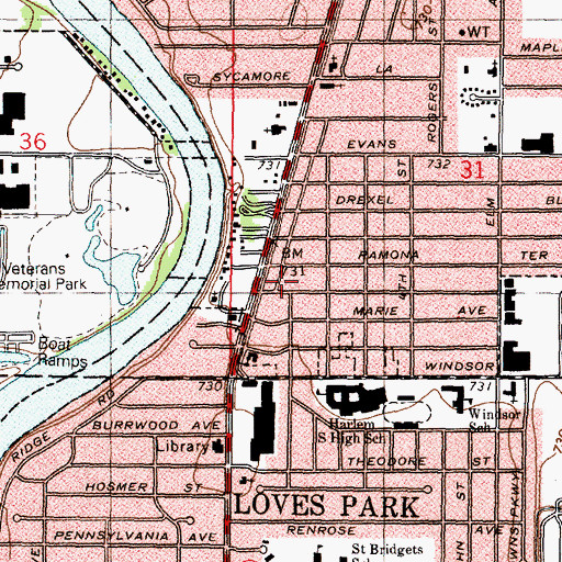 Topographic Map of North Park Fire Protection District Wood Avenue Station, IL