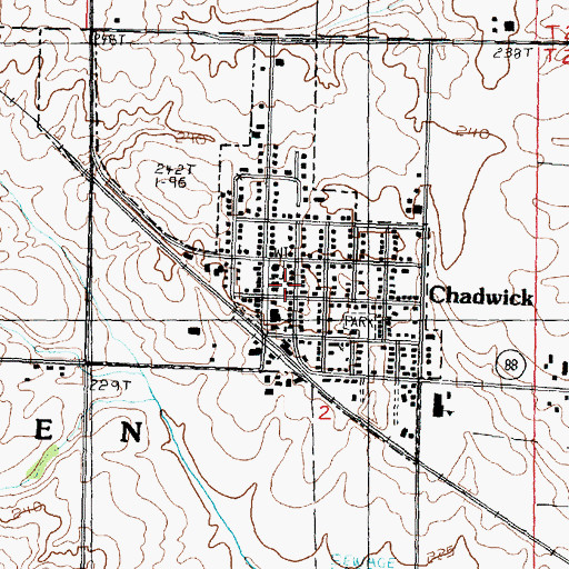 Topographic Map of Chadwick Fire Protection District, IL