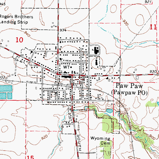 Topographic Map of Paw Paw Fire Protection District, IL