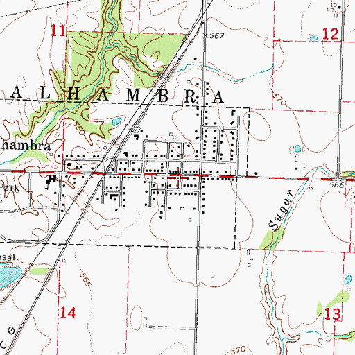 Topographic Map of Alhambra Fire Protection District, IL